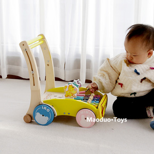 宝宝学步车木质推车防侧翻助步神器一岁婴儿玩具三合一
