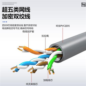 安普超五类纯铜八芯网络线 300米家用宽带电脑网线 监控专用